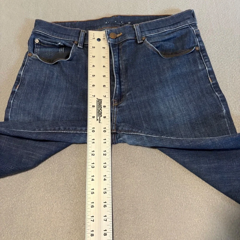 Mott & Bow Slim Wooster Stone Jeans Mens 33x32 Dark Indigo Blue Stretch Denim‎